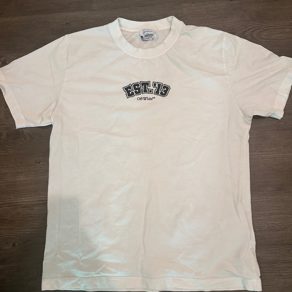 Off-White LOGIC White Short Sleeve Tee with Graphic Design